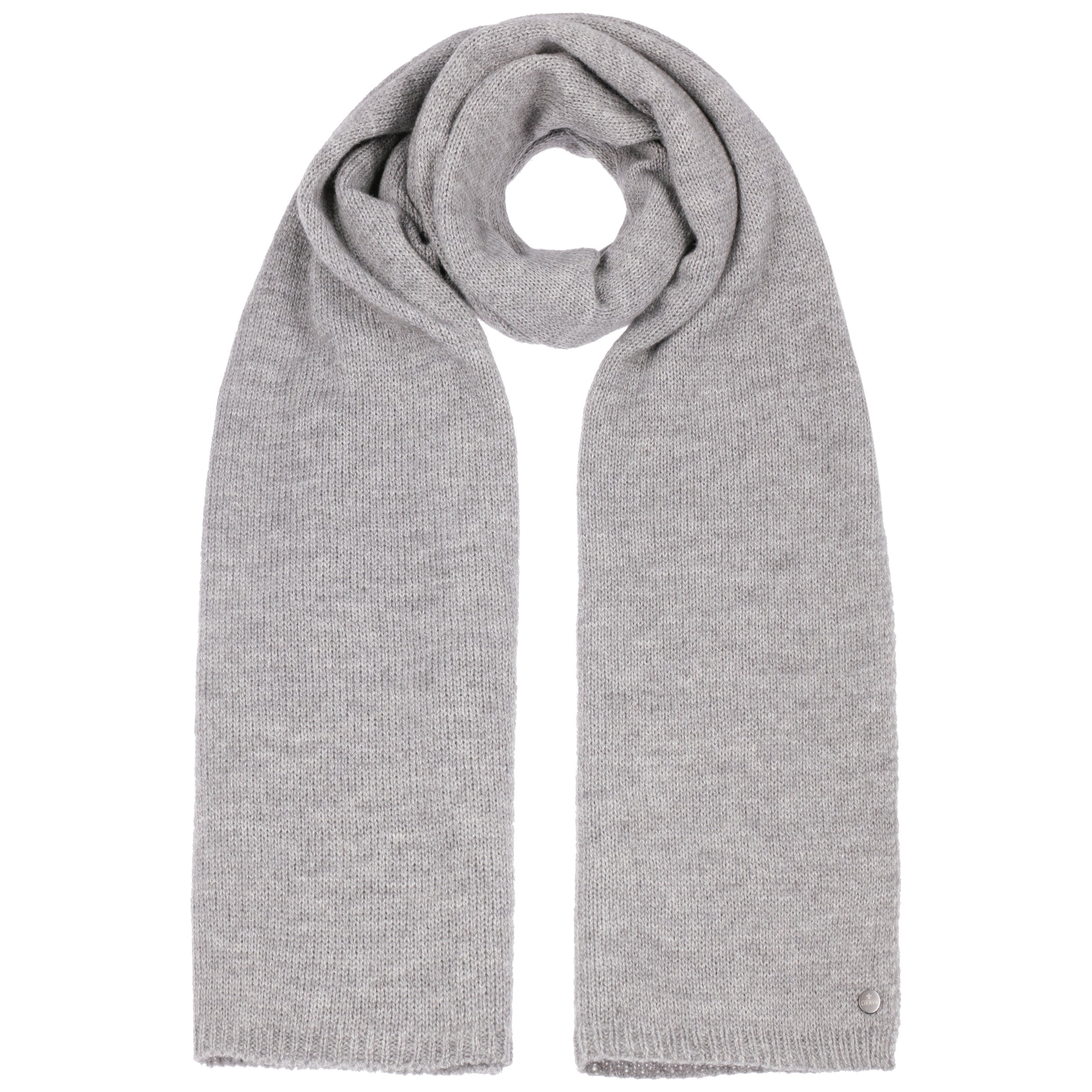 Écharpe Tricot Femme – Gris Clair Et Noir – Style Décontracté – Toutes Saisons