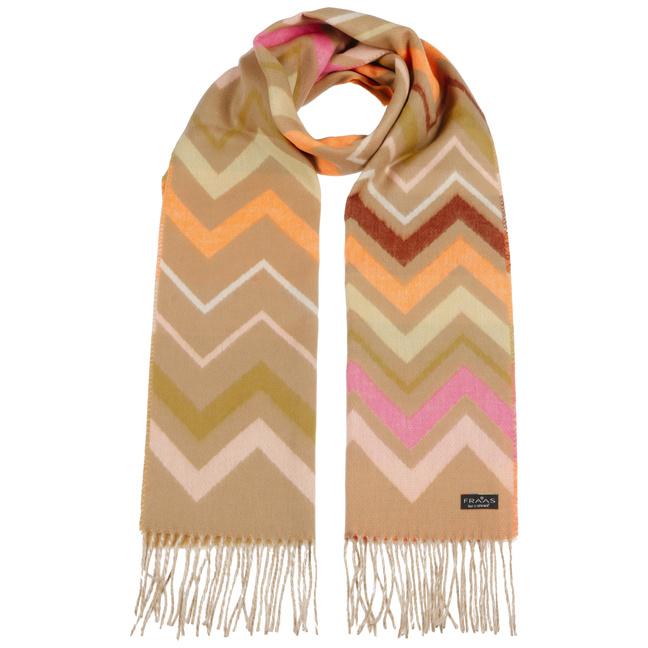 Écharpe Mim-Pi Zigzag Beige, Rose, Orange - Modèle TOP ST519, Occasion Très Bon état