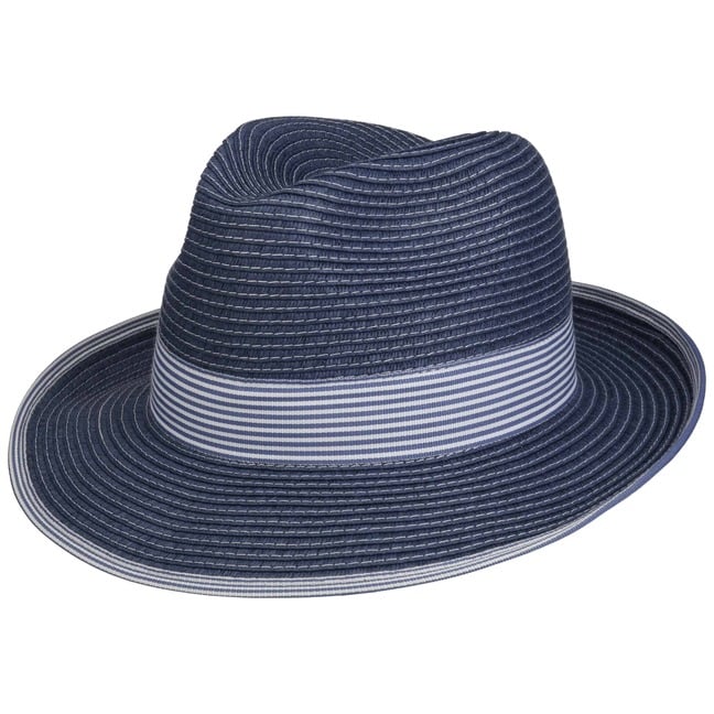 Chapeau Canotier En Paille Tressée - Taille 59 Cm, Bleu, Homme/Femme, Fabriqué En Italie, Confectionné En France