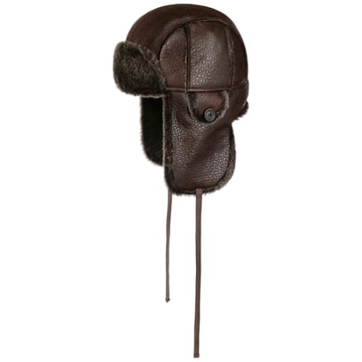 Chapka Stetson Classic En Cuir - Bonnet Aviateur Homme - Doublure Coton Chaud - Protections Oreilles - Style Rétro Hiver