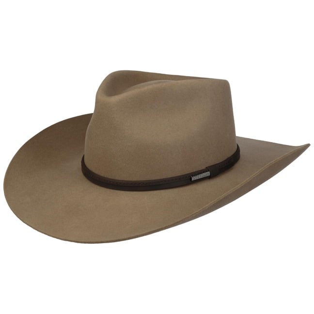 Chapeau De Cowboy Stetson étalon - Taille 6 7/8 Ovale Long - Laine Premium Marron - Occasion