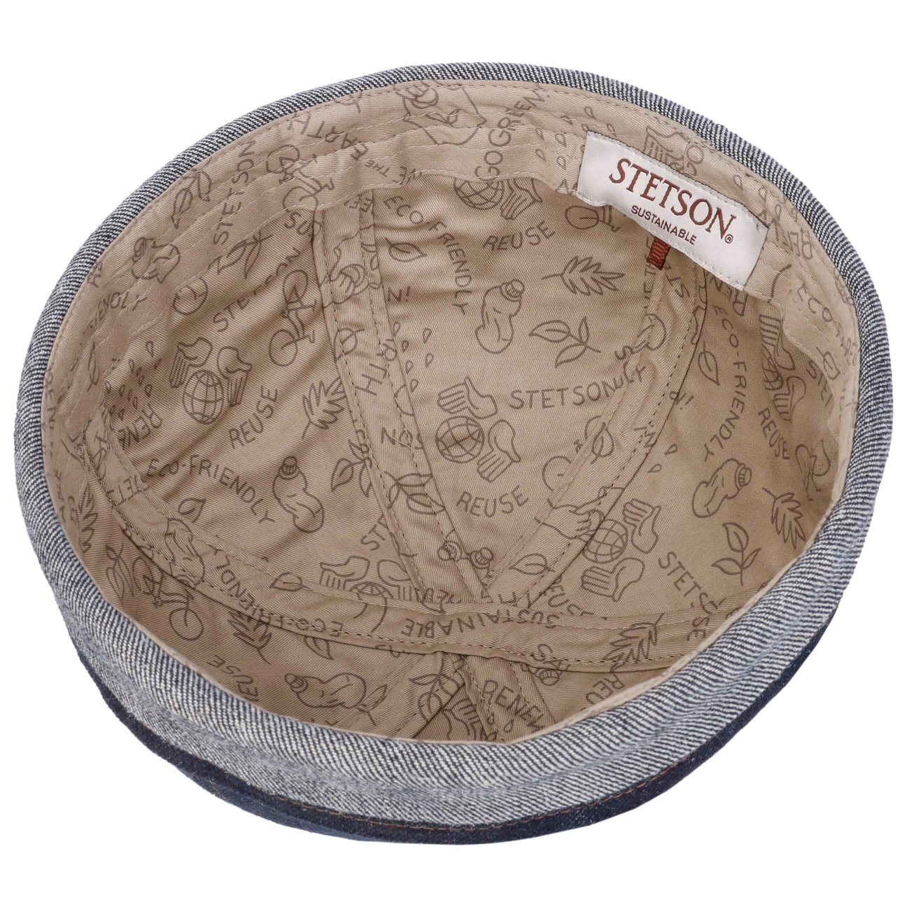 Stetson Berretto Docker Contrast Stitch Denim Uomo - Made in The EU Skull cap Calotta con Risvolto, Docker, Estate Primavera/Estate - M (56-57 cm) Denim