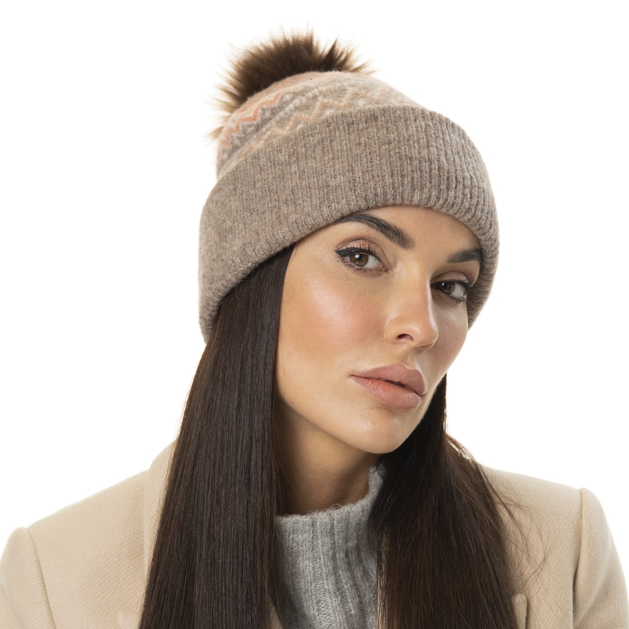 Bonnet Doux En Laine D'alpaga Avec Pompon, Bonnet D'hiver En