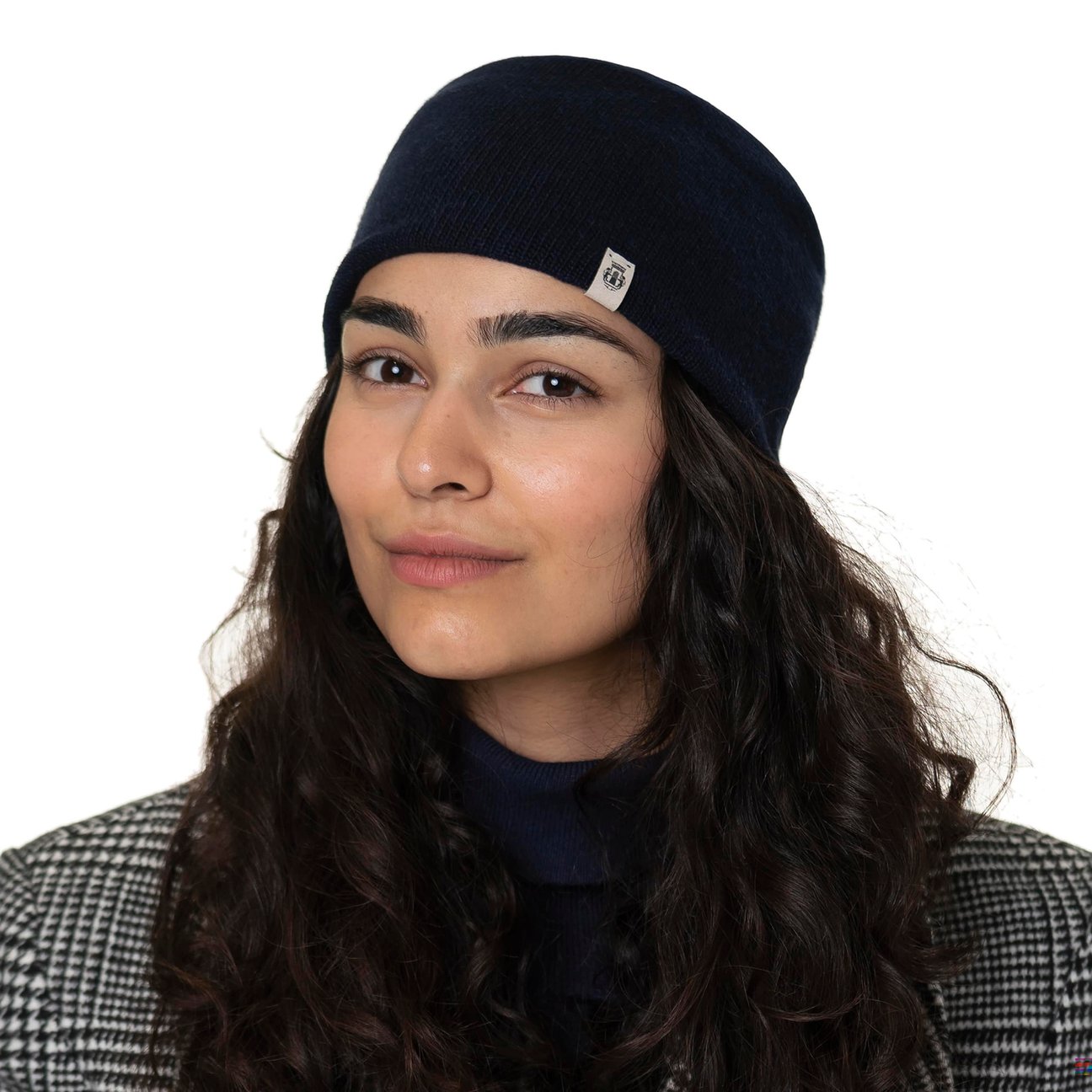 Bonnet Rocawear Femme - Beige, Tricot Acrylique, Patch Cuir - Taille Unique