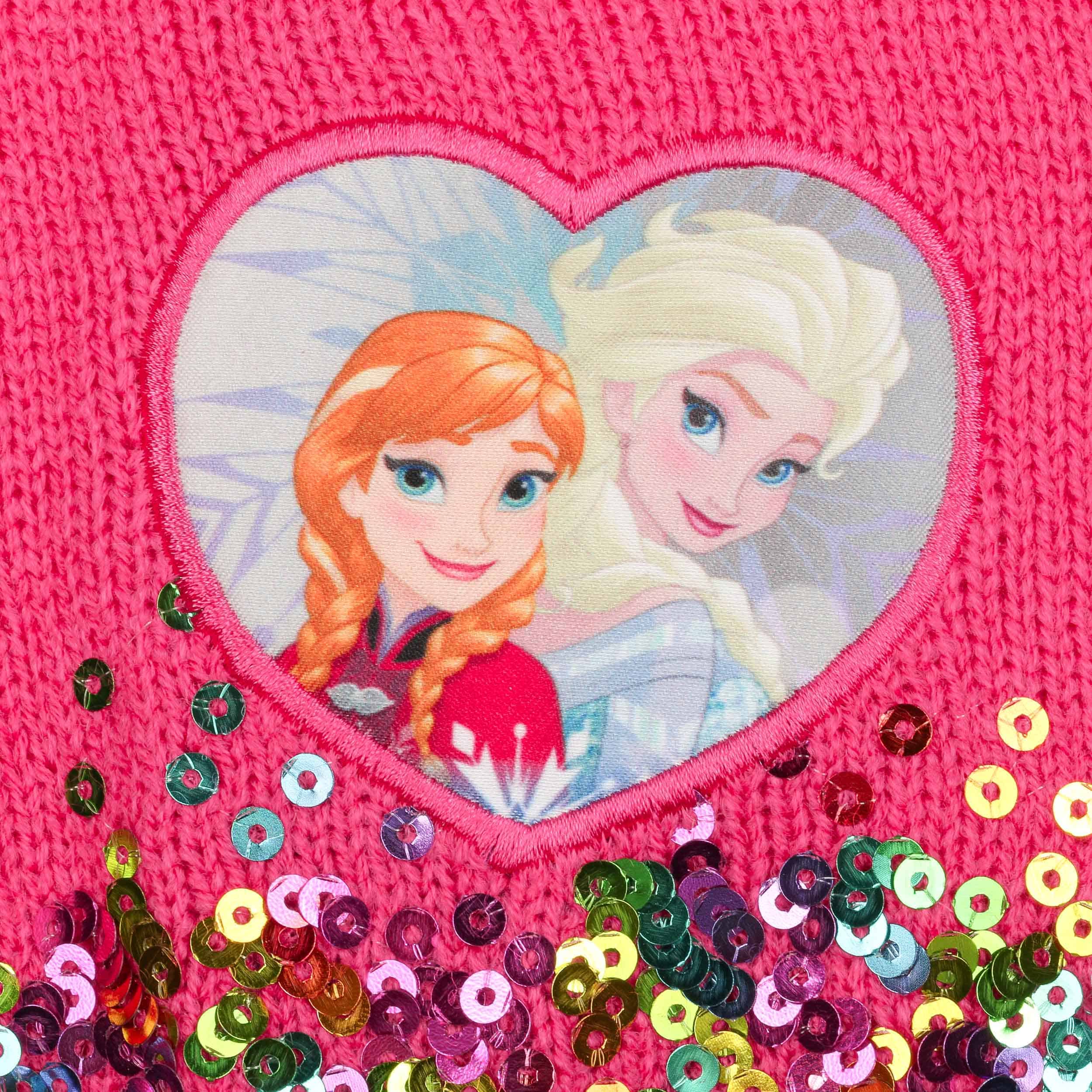 Chapeaushop Bonnet avec Paillettes Elsa et Anna Frozen Bonnet pour Jeune Fille