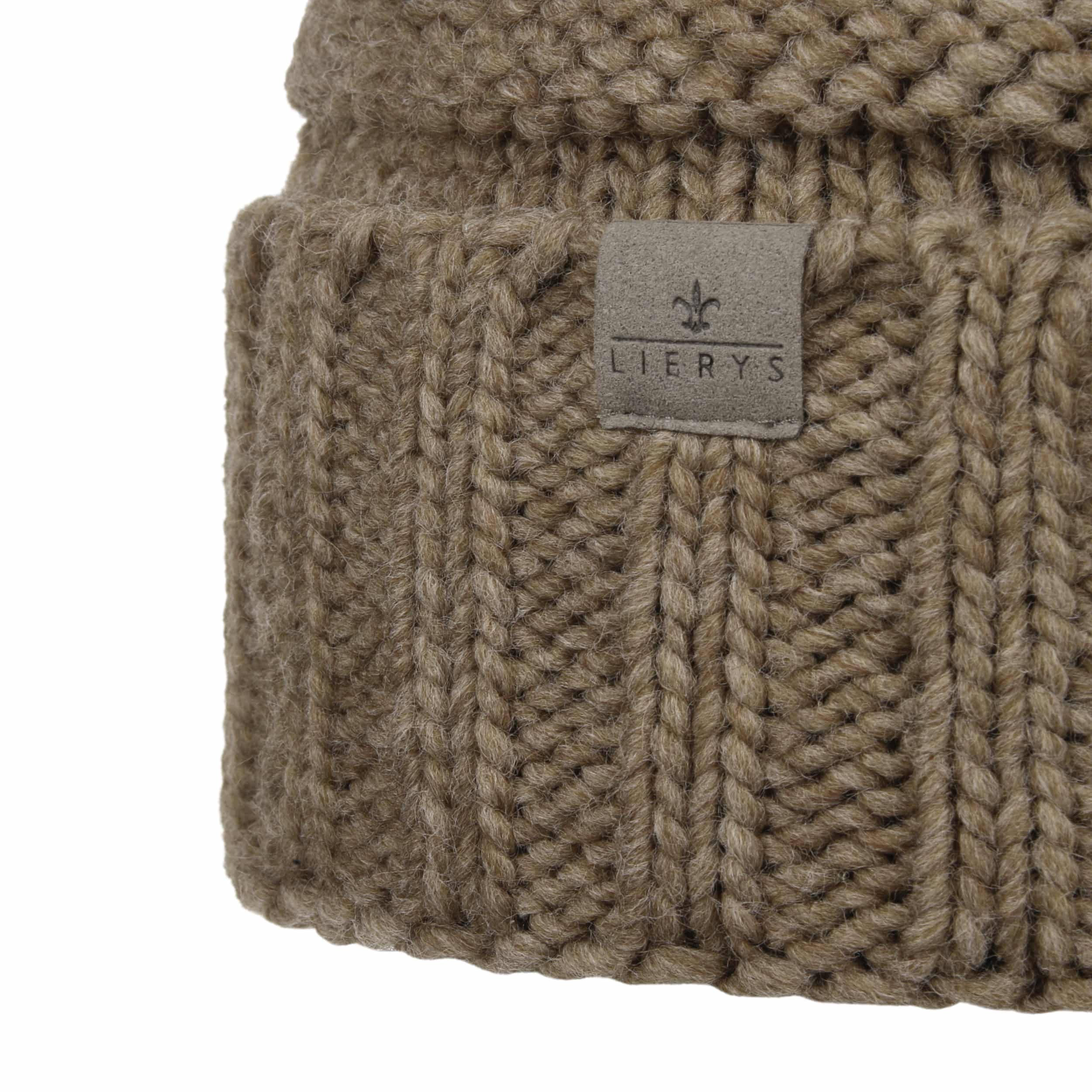 Lierys Bonnet à Pompon Jil Oversize Femme/Homme - Made In Germany En Tricot Pour L'hiver Avec Revers, Doublure, Oversize, Hiver Automne-Hiver - Taille Unique Anthracite