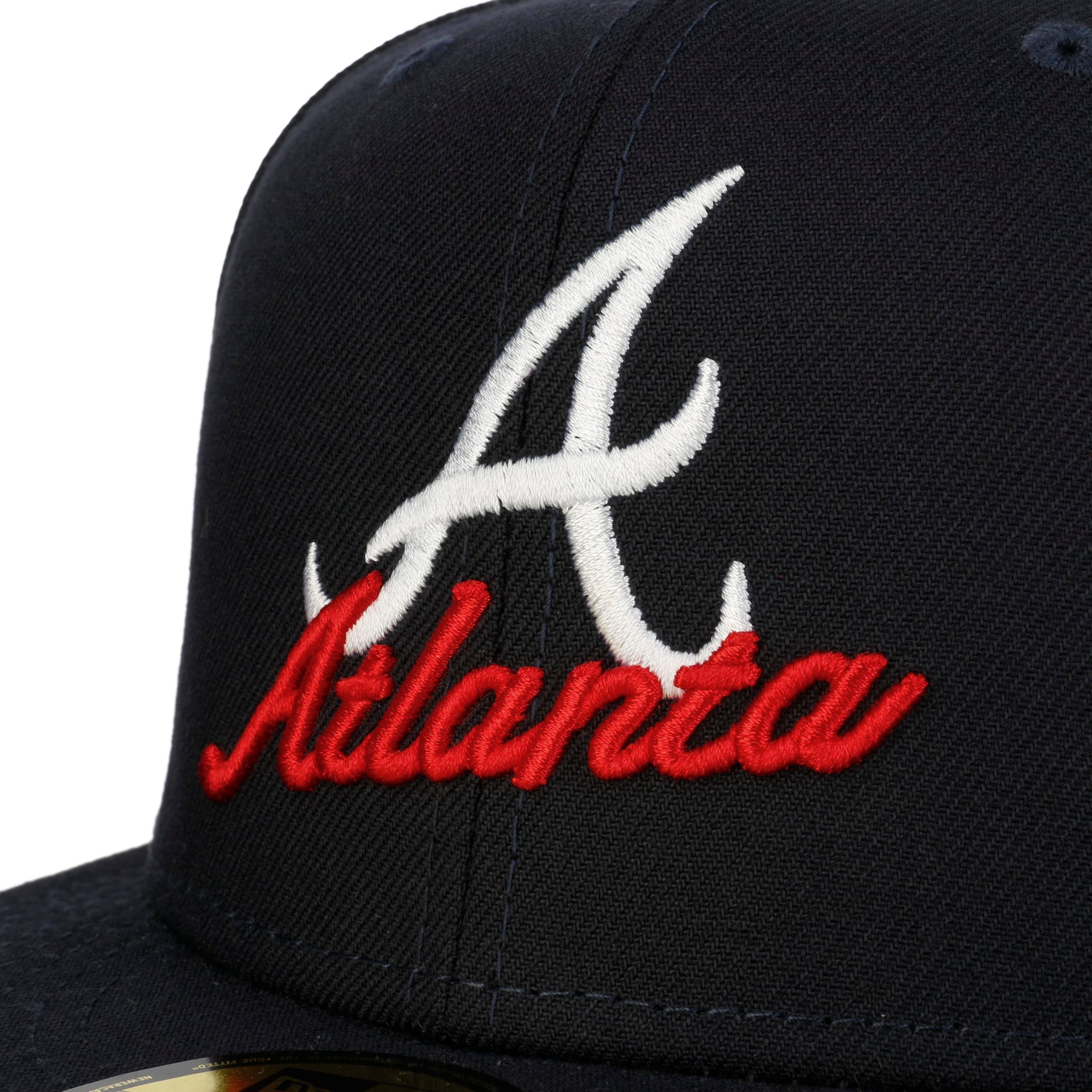 Casquette New Era 59FIFTY Braves - Profil Bas Taille 7 1/2 - Rouge Marine - Neuf Avec Étiquette MLB