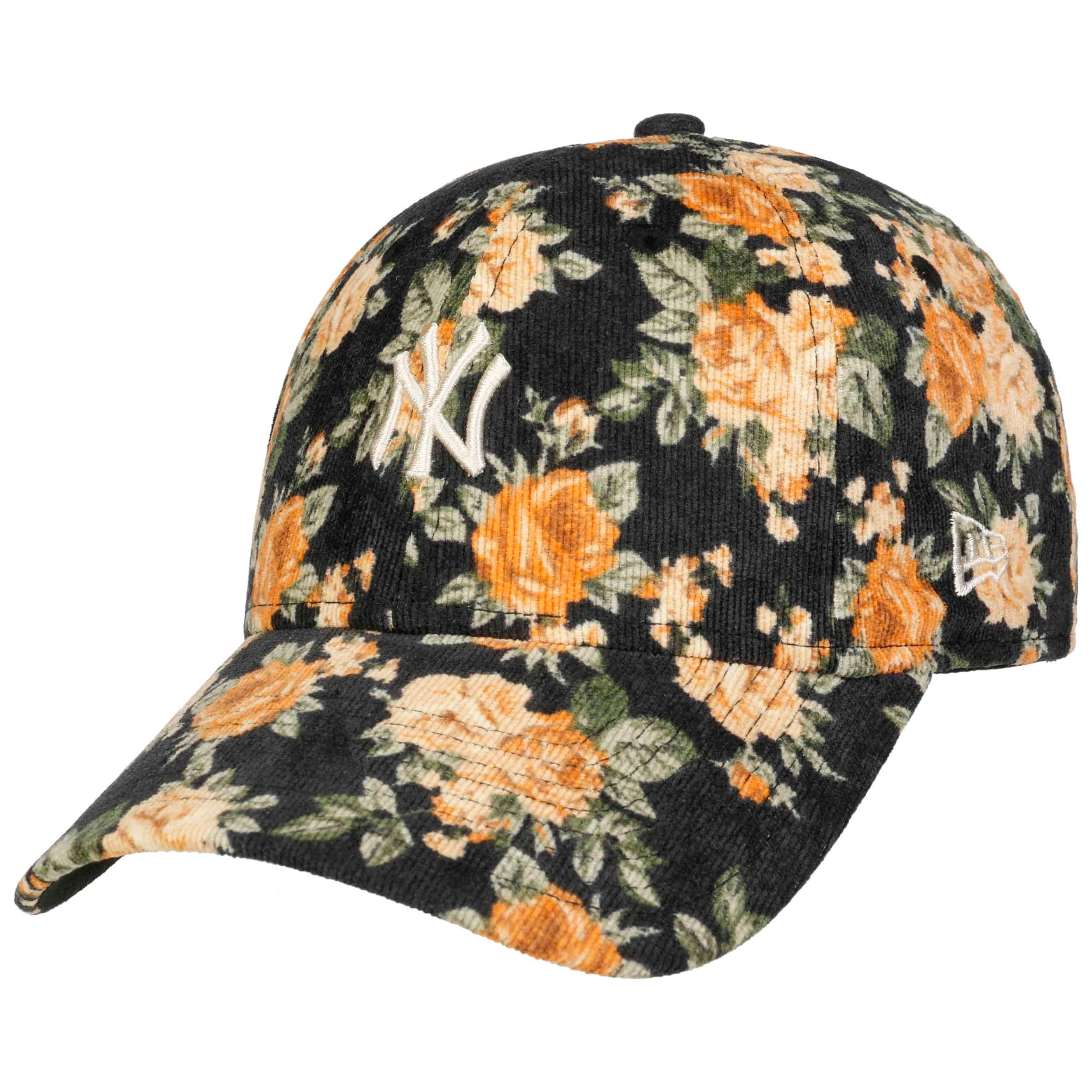 Casquette plate bleue marine snapback avec logo rose 9FIFTY Seasonal Flower New York Yankees MLB New Era