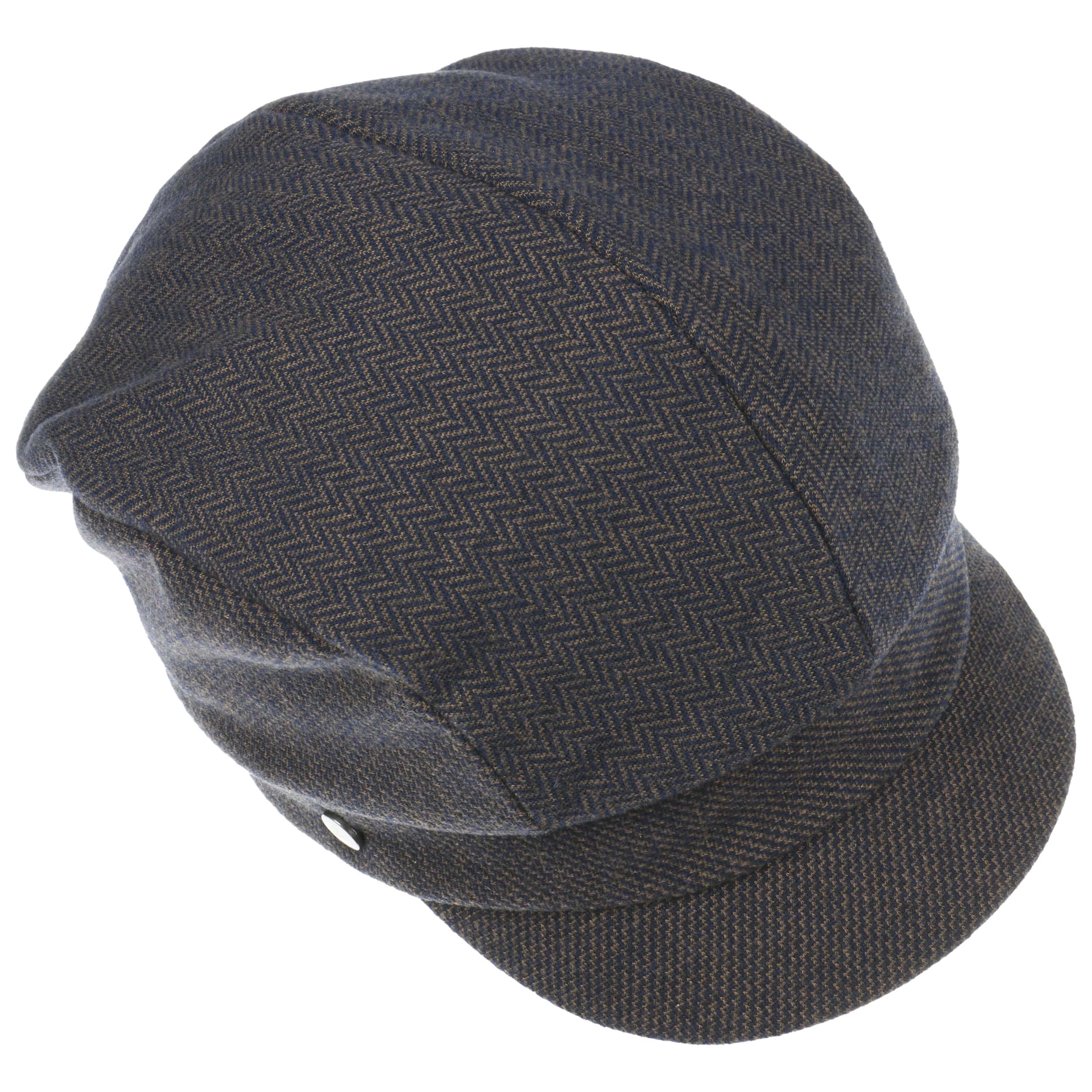 Lierys Casquette Britain Pied-de-Poule Homme - Made In Italy Gavroche Pour L'hiver Avec Visiere, Doublure Hiver Automne Ete Printemps Printemps-ete - 55 Cm Bleu