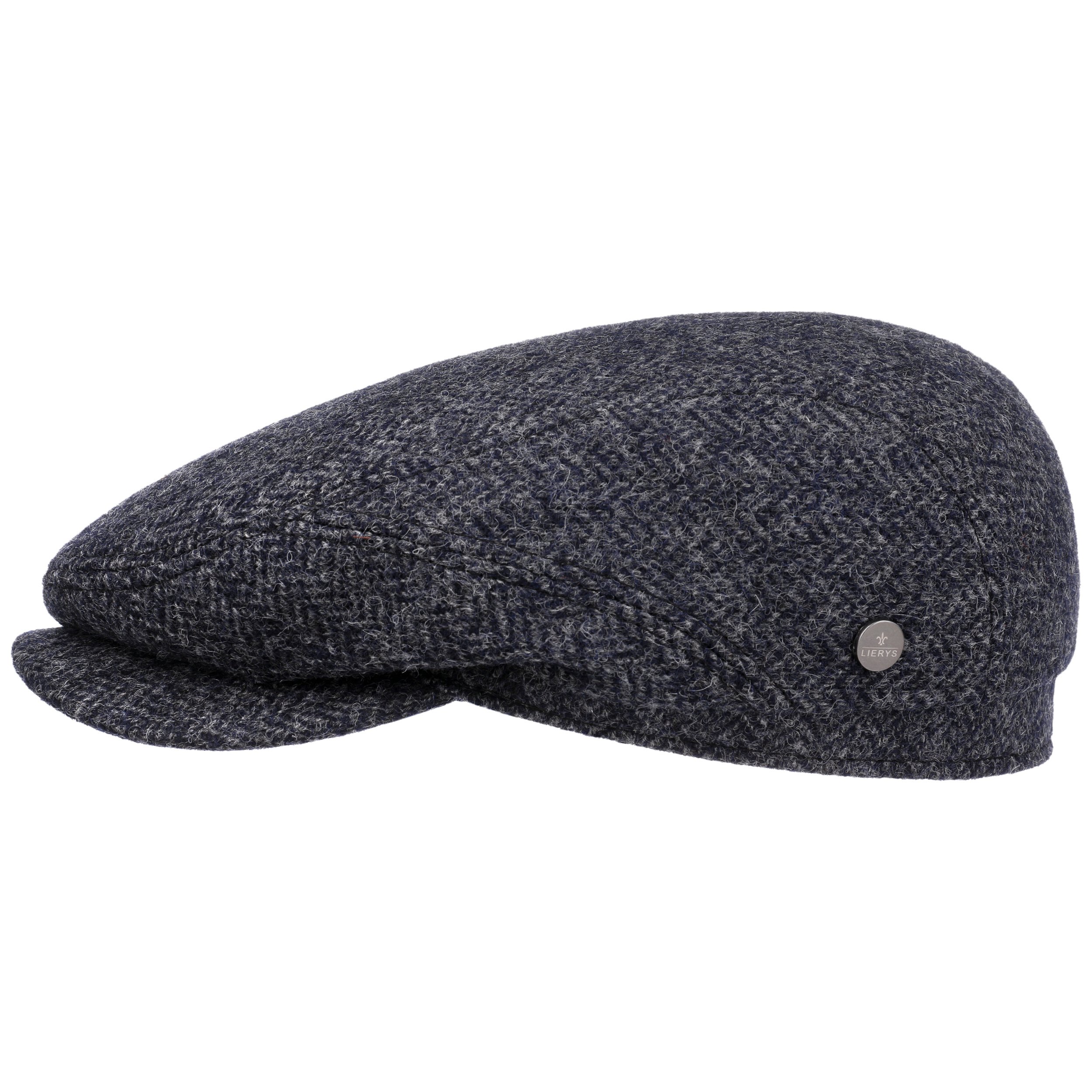 Casquette Plate Homme Lierys Carlsen - Laine à Chevrons, Visière 6 Cm, Doublure Coton, Fabriquée En UE