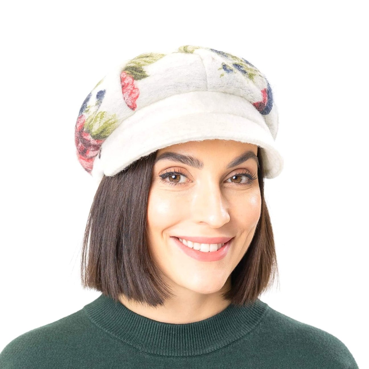 Casquette Plate En Laine à Chevrons Lierys - Fabriquée En Italie - Taille Unique Homme - Style élégant Hiver/automne