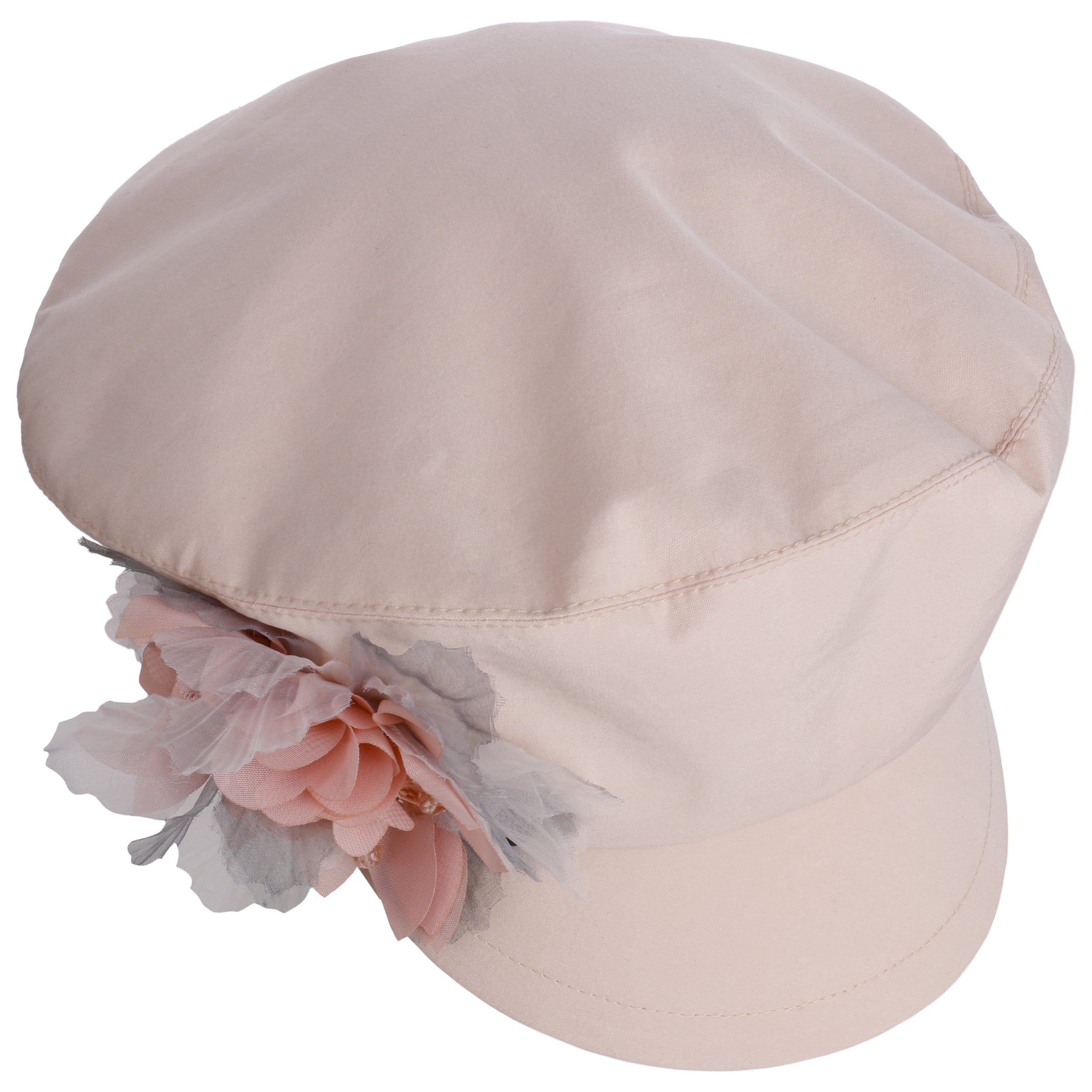 Casquette légère femme, casquette gavroche à plis, motif fleurs