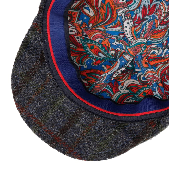 Casquette Laine Orange et Marron a Carreaux Baseball Volga-Taille unique
