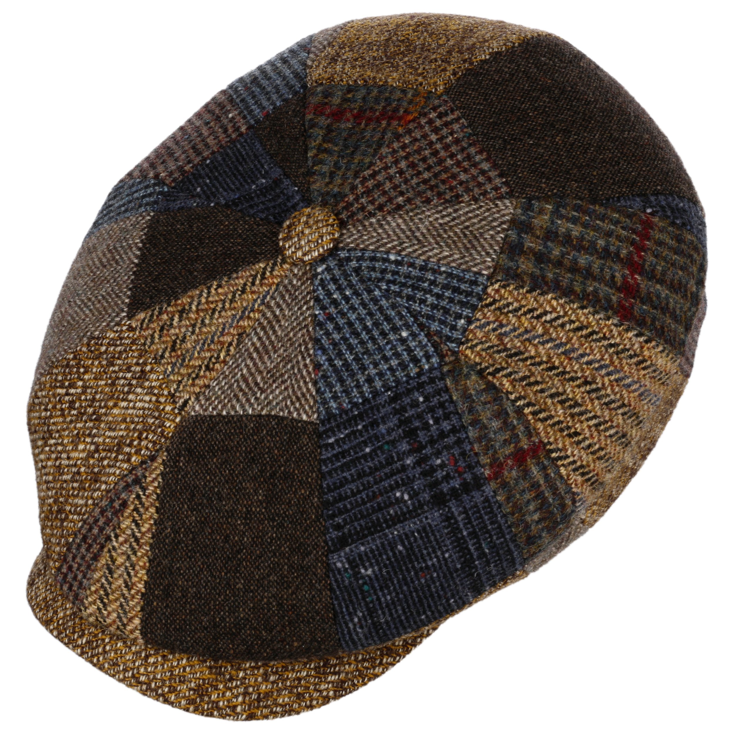 Berretto Piatto Stetson Texas Clarson Patchwork Per Uomo - In Lino, Lana E Cotone - Made In EU - Con Visiera E Fodera