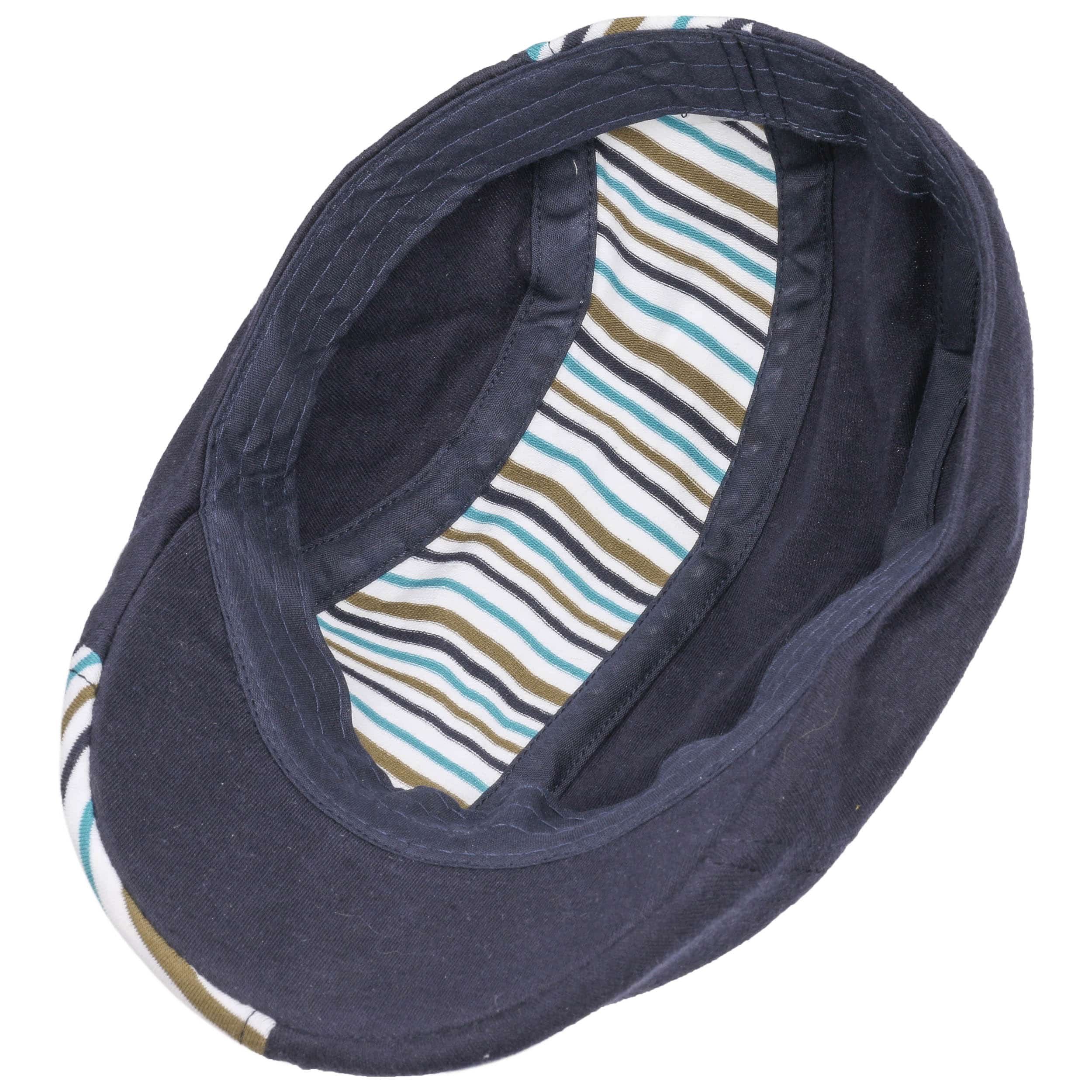Chapeau De Soleil Bébé Rayé - 3-6 Mois - Sangle Menton Réglable - 100% Coton - Bleu