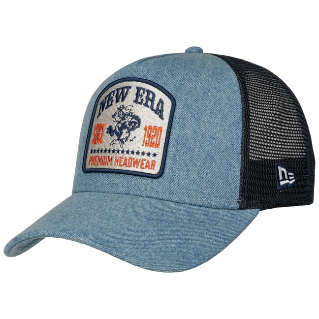 Chapeau Vintage Style Camionneur Denim Bleu - Patch USA - Années 80 - Occasion
