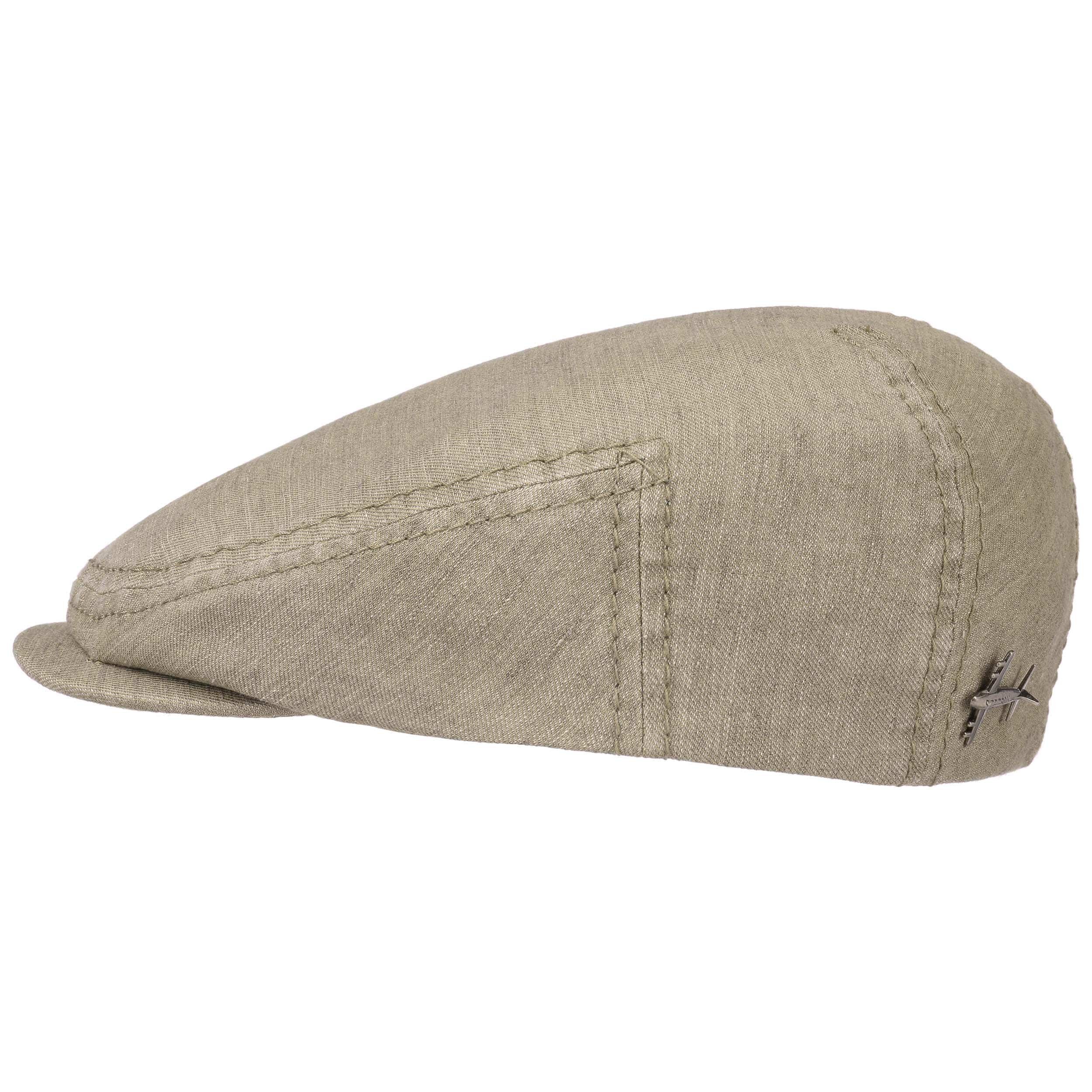 STETSON Casquette Plate Woodfield Linen Herringbone - 100% Lin, Doublure Coton, Protection UV40+ - Fabriquée En UE