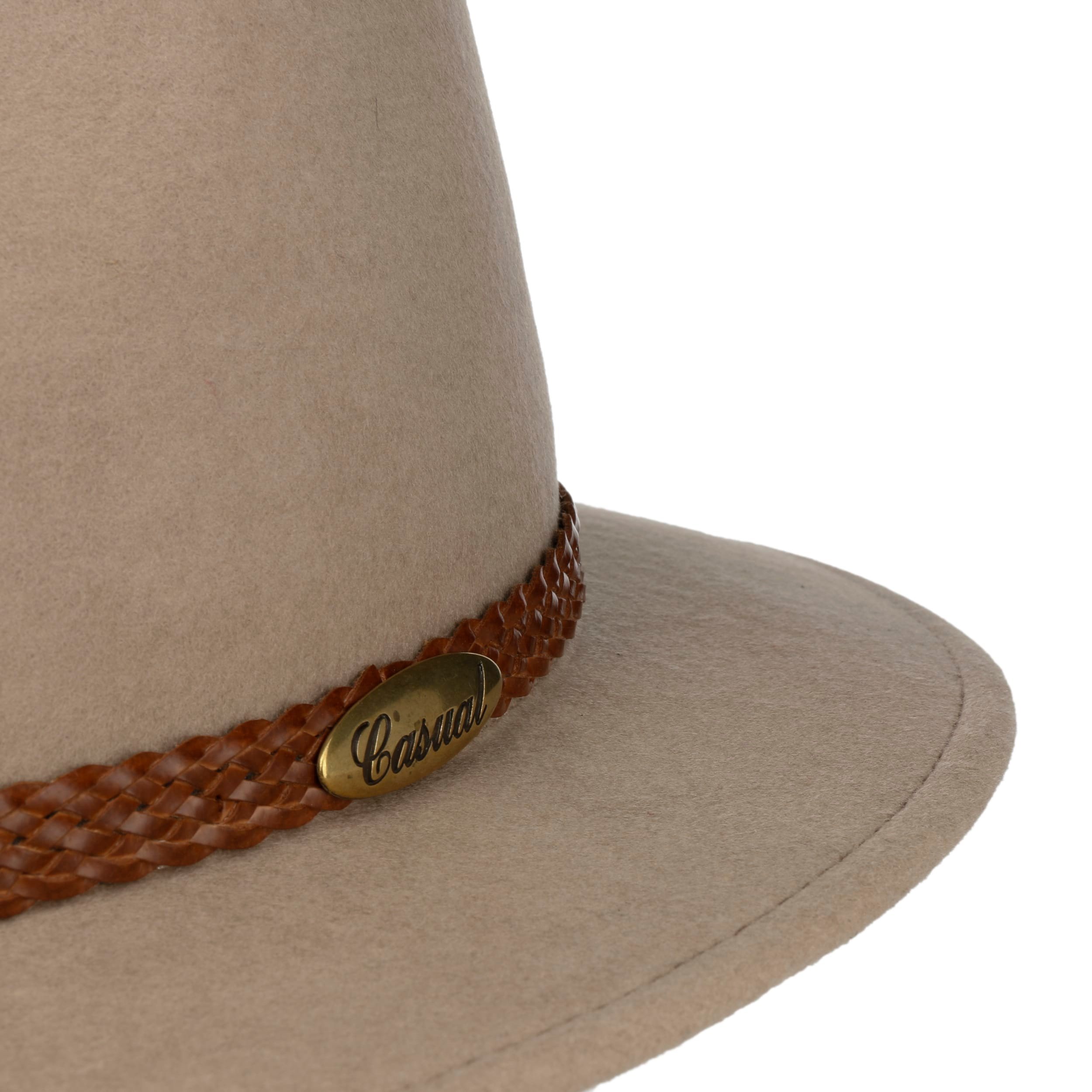 Chapeau En Feutre De Laine Pour Homme - Fabriqué En Italie - Bandeau Cuir - Style Traveller Casual