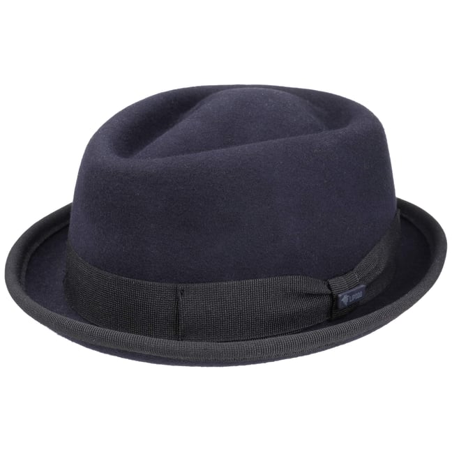 Lipodo Chapeau Feutre Gratus Pork Pie Femme/Homme - Made In Italy De En Laine Avec Ruban Gros Grain, Passepoil Printemps-ete Printemps Ete Automne Hiver - S (54-55 Cm) Noir