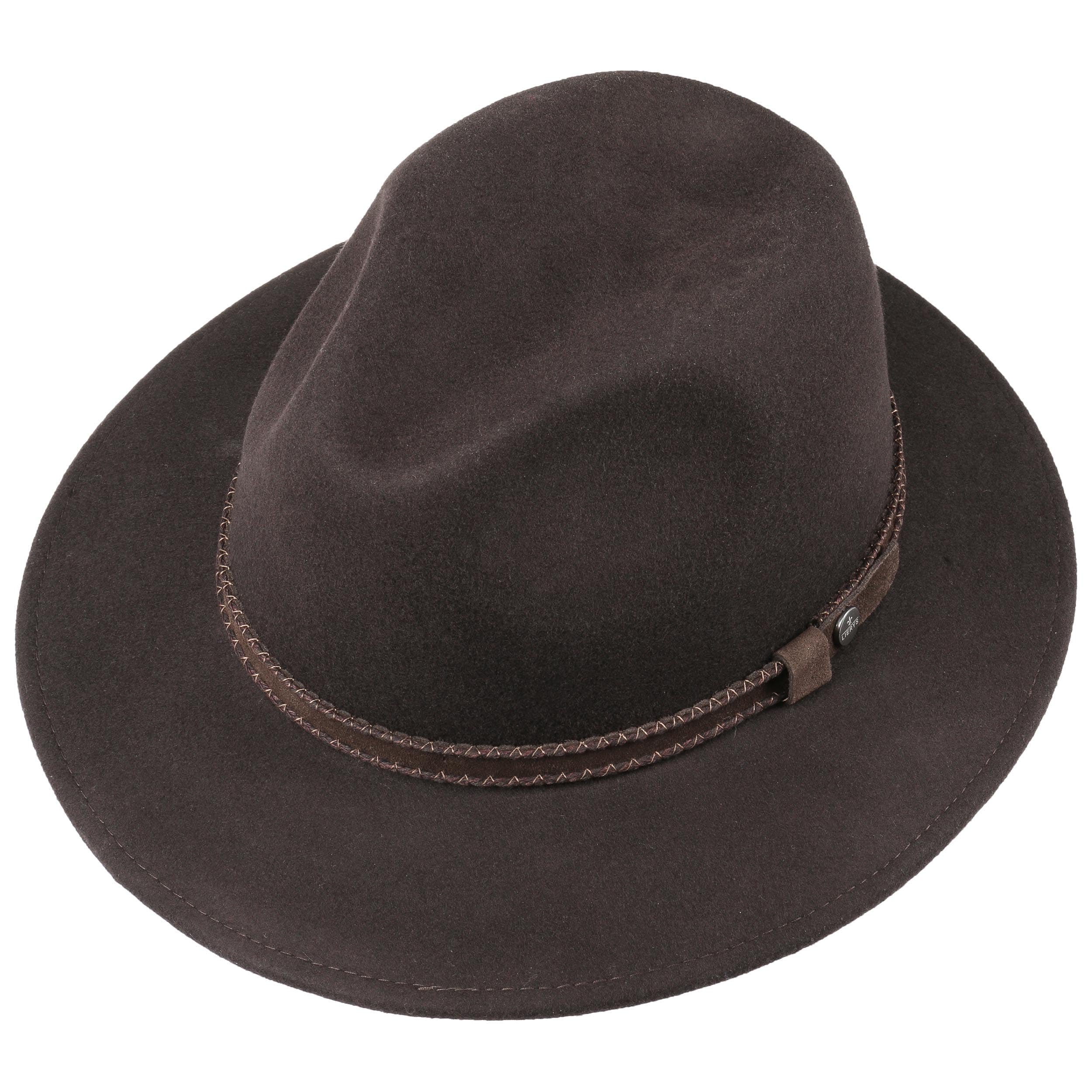 Lierys - Chapeau En Feutre De Laine Italien Pour Homme - Bandeau Cuir - Style Traveller Casual - Imperméable, Malléable - Automne/Hiver