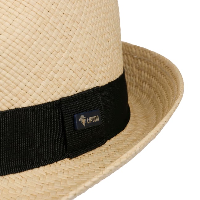 Lipodo Chapeau Panama Jaston Trilby Femme/Homme - Made in Italy en Paille de avec Ruban Gros Grain, Grain Printemps-ete Ete - S (54-55 cm) Blanc
