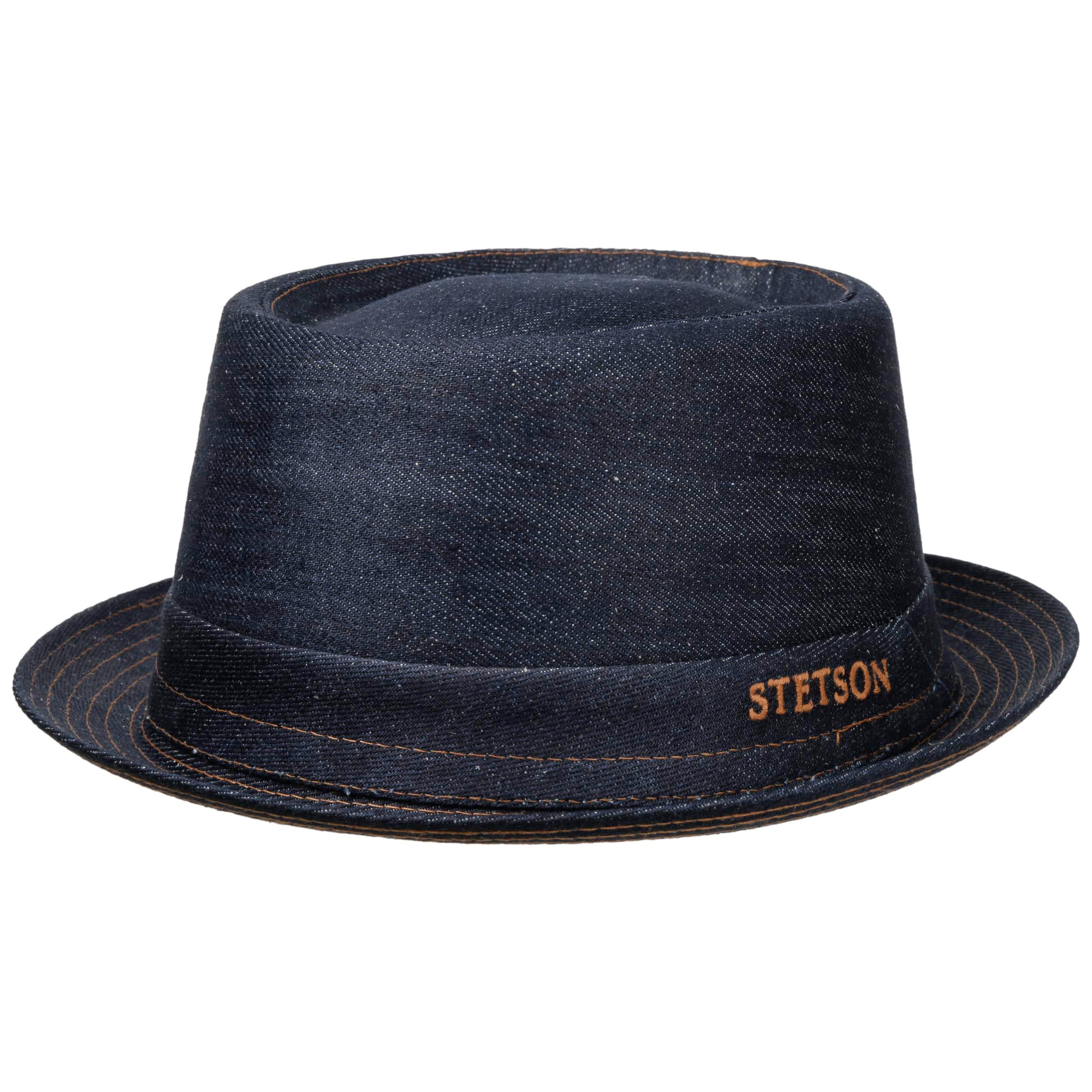 Stetson Cappello Danvick Denim Pork Pie Donna/Uomo - Made in Italy Estivo Cotone da Sole con Fodera Primavera/Estate Primavera Estate - M (56-57 cm