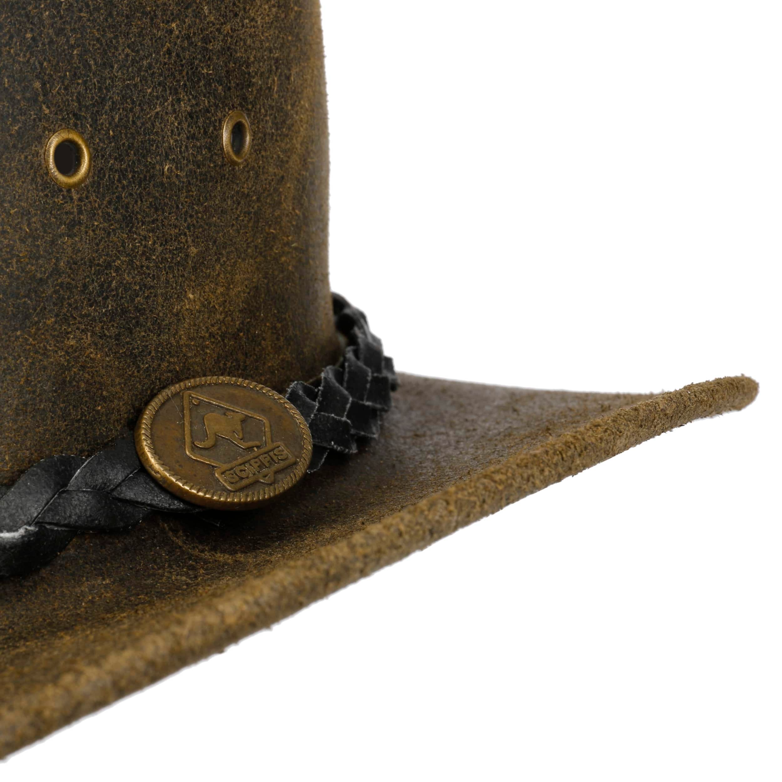 Chapeau de cowboy en daim marron fait main - Chapeau en cuir