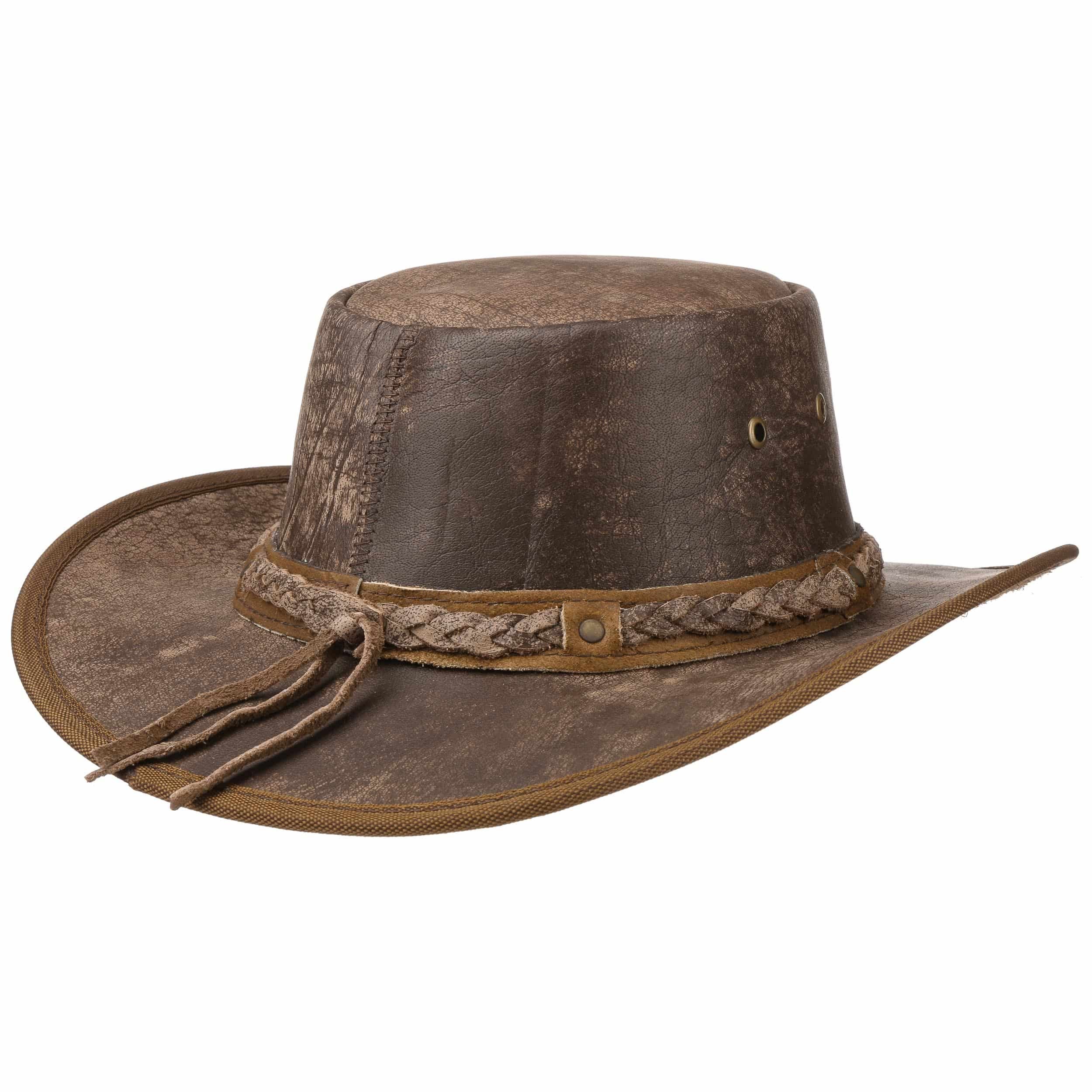 Scippis Chapeau en Cuir Townsville Chapeau de Cowboy (S (54-55 cm) - Marron