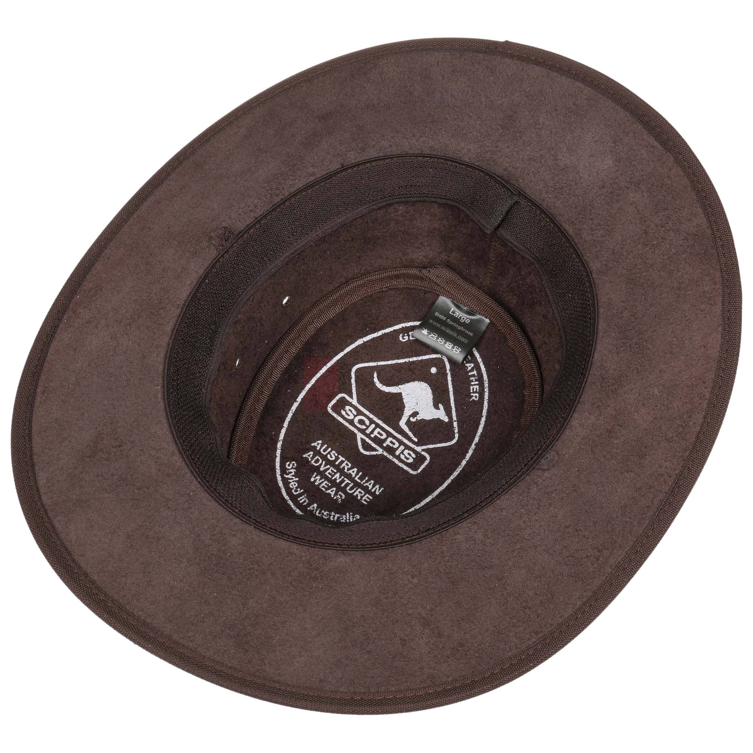 Chapeau Cowboy En Cuir Scippis Townsville – Marron – Taille S à XL – Neuf