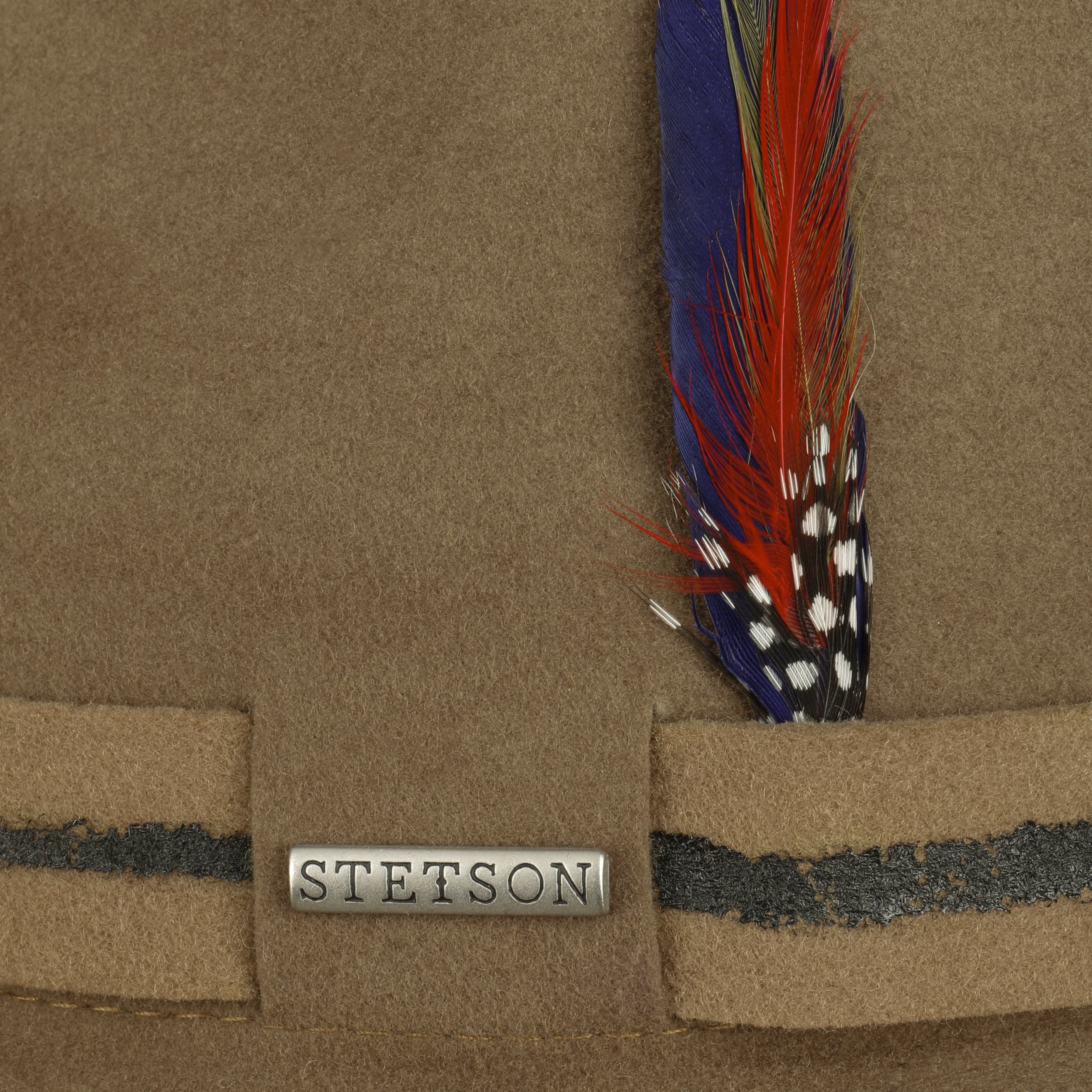 Chapeau Cowboy Feutre Stetson Sheplers – Noir, Taille 7 1/2, Bande Cuir Et Plumes, Vintage