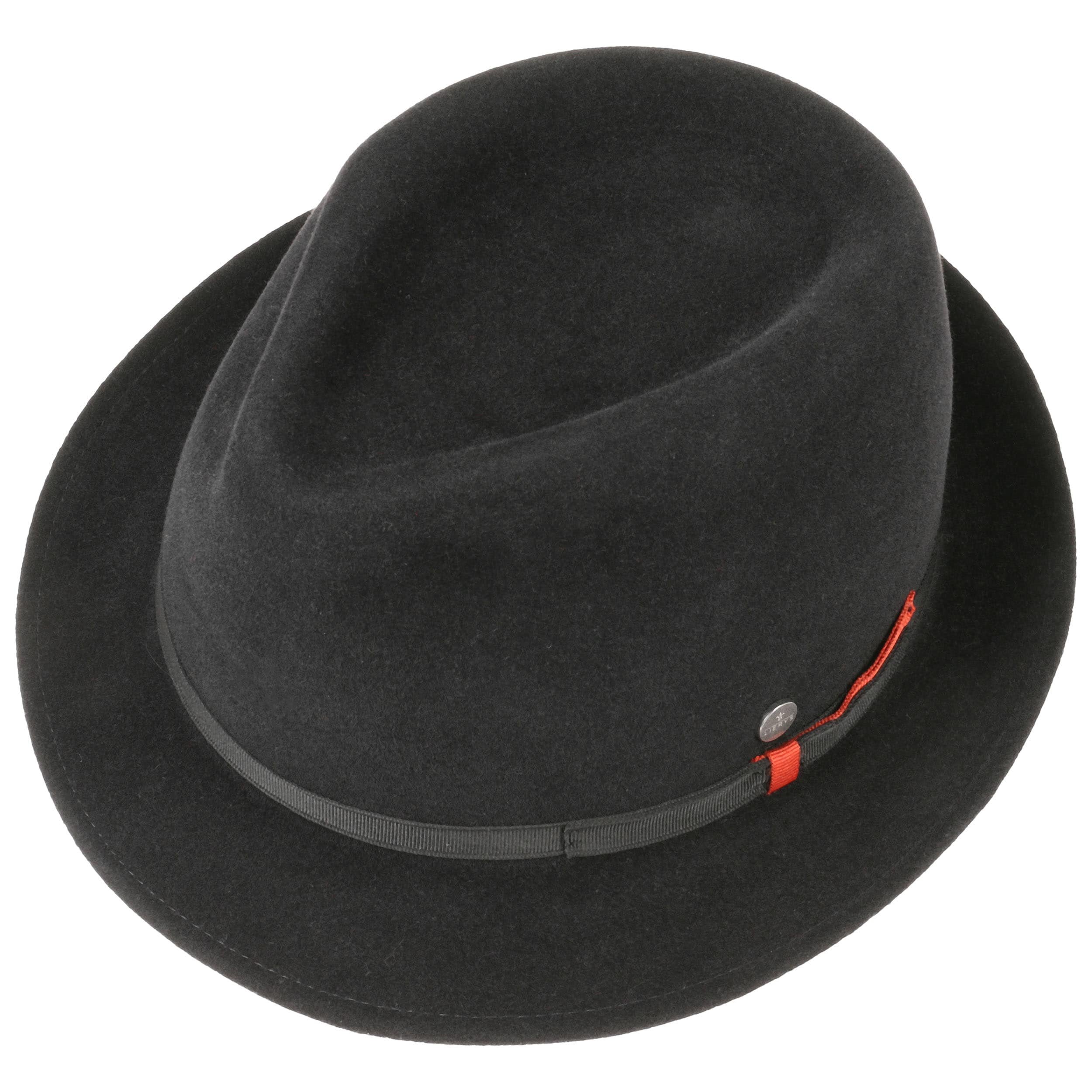 Chapeau Fedora/Trilby Homme 100% Laine Feutre - Bord Large, Bande Colorée, 11 Couleurs Au Choix