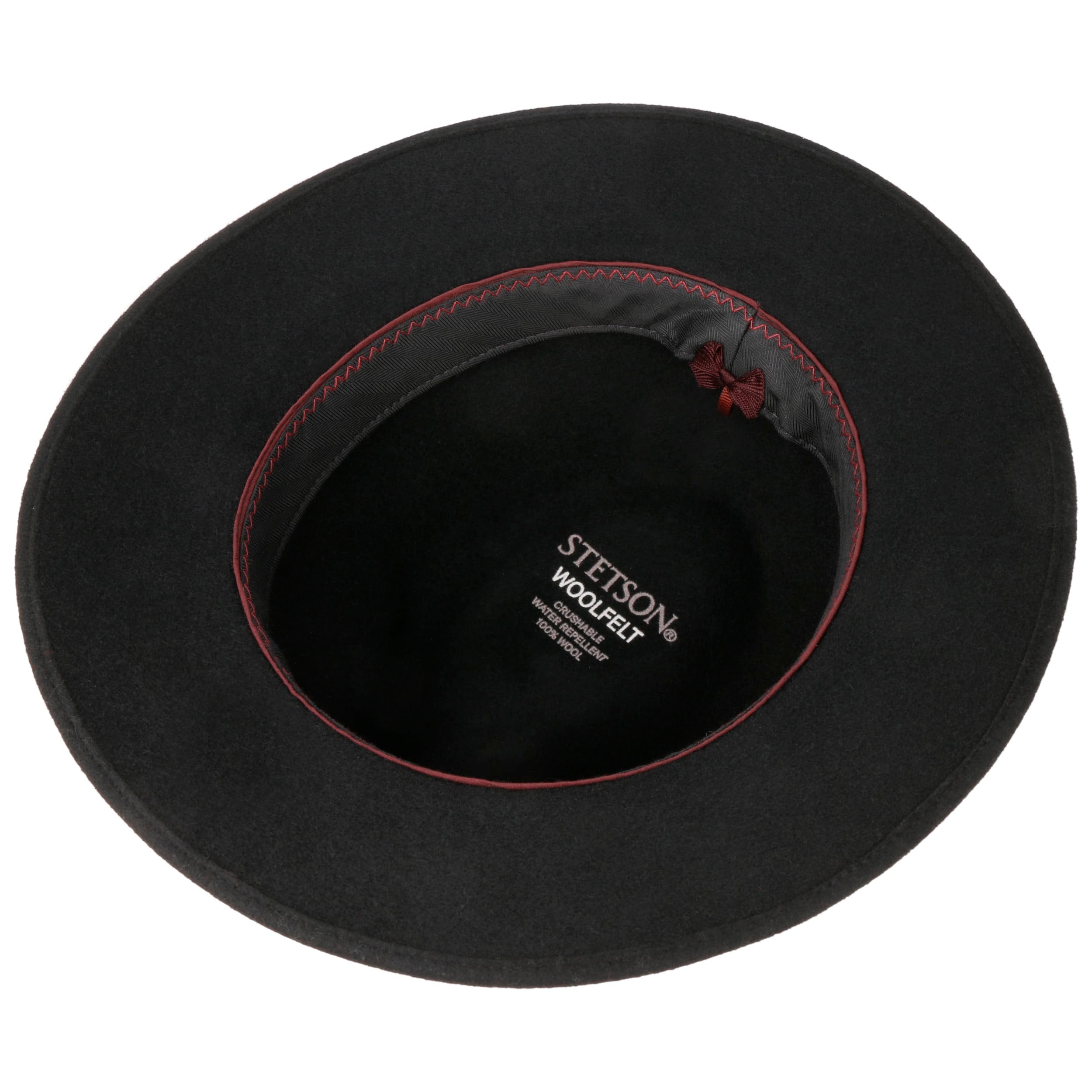 STETSON Chapeau Pennsylvania Pork Pie Femme/Homme - pour Homme de Feutre Outdoor avec Bandeau en Cuir Automne Printemps Hiver Été Printemps-été, Noir, L