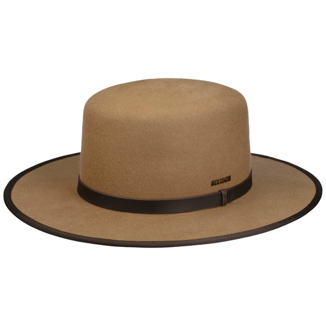 Chapeau Cowboy Stetson Bozaman écrasable En Laine Couleur 'Champignon' - Taille L - Neuf étiqueté