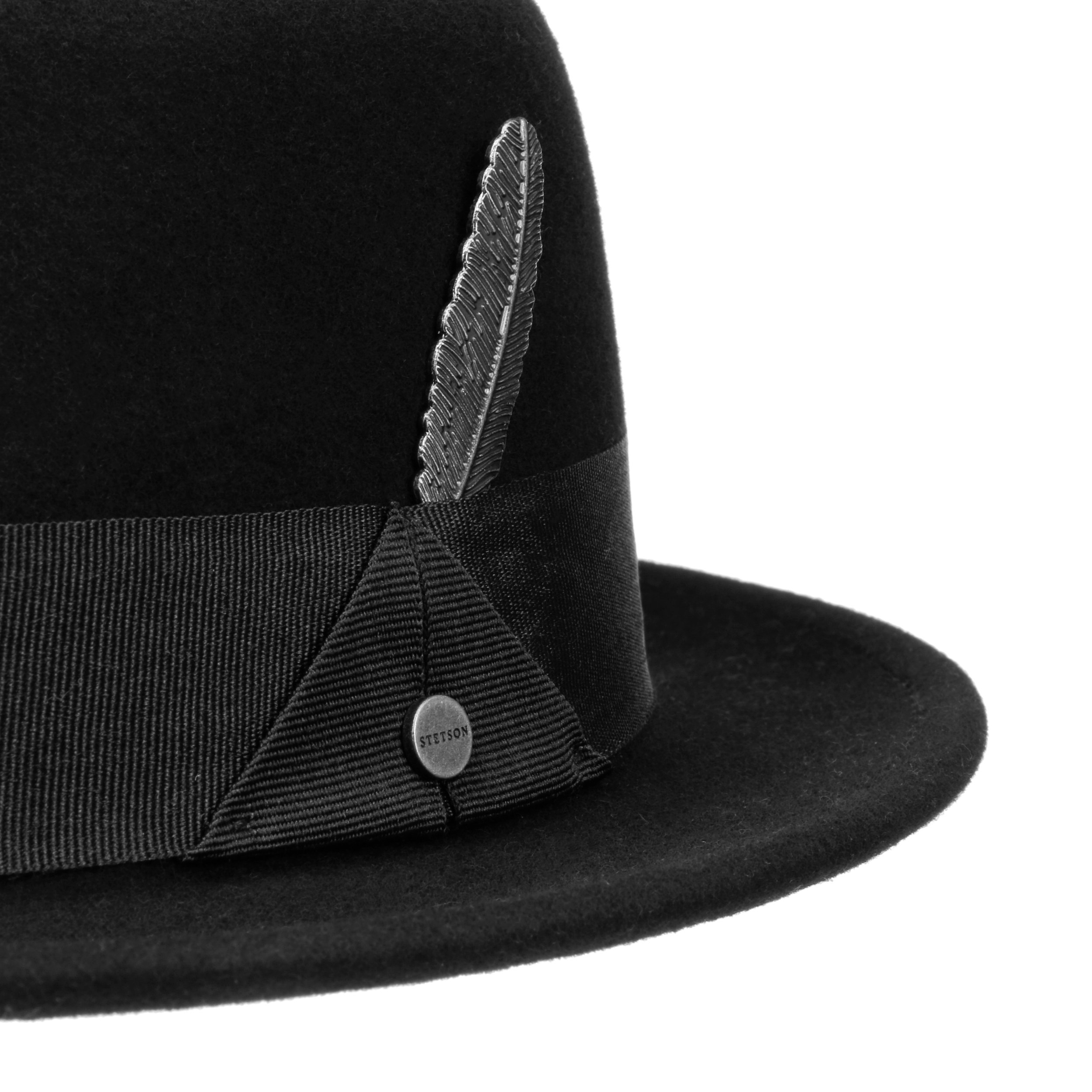 Stetson Chapeau en Laine Baxter Pork Pie Femme/Homme - Outdoor de Feutre Pluie avec Bandeau Cuir Hiver Automne-Hiver - XL (60-61 cm) Noir
