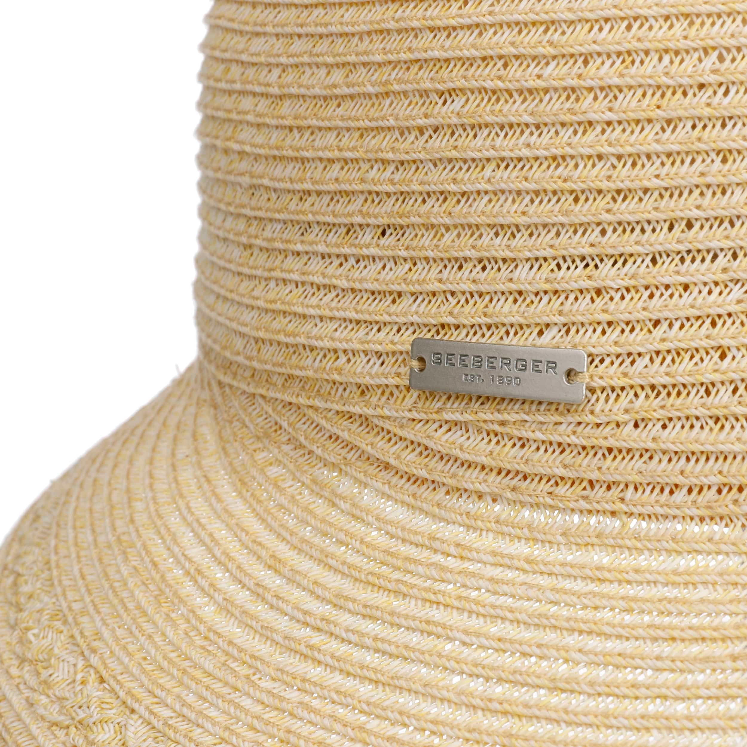 Chapeau En Paille Seeberger Talea Beach - Bord 9 Cm, Taille Unique (55-58 Cm), Ruban Gros Grain, Couleur Naturelle