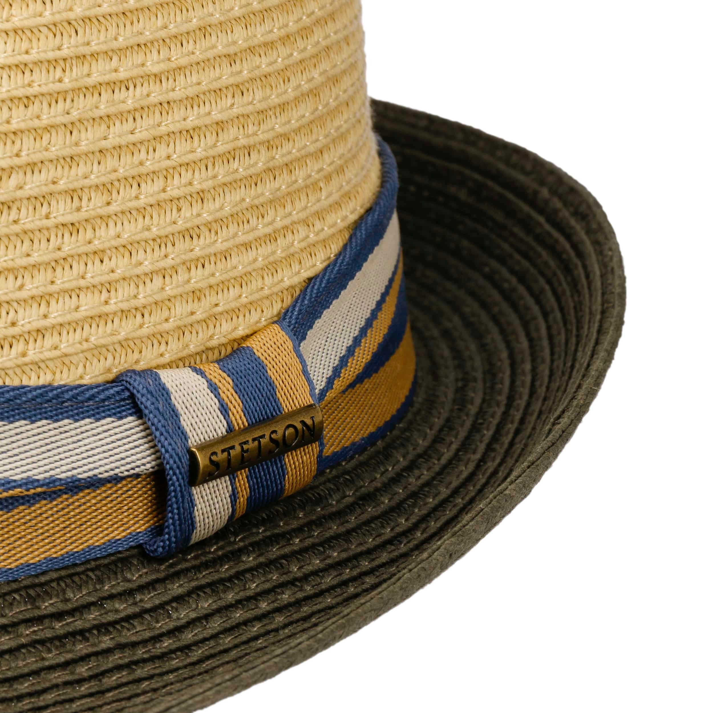 Chapeau Paille Stetson Trilby - Protection UV 40+ - Homme/Femme - Bleu Clair Taille L (58-59cm)