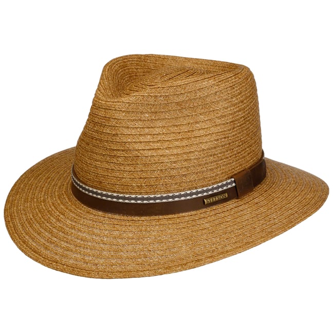 STETSON Chapeau en Paille Lintano Toyo Femme/Homme - Traveller de Soleil avec Ruban Gros Grain Été Printemps-été, Marron, S STETSON Chapeau en Paille Lintano Toyo Femme/Homme - Traveller de Soleil avec Ruban Gros Grain Été Printemps-été, Marron, S