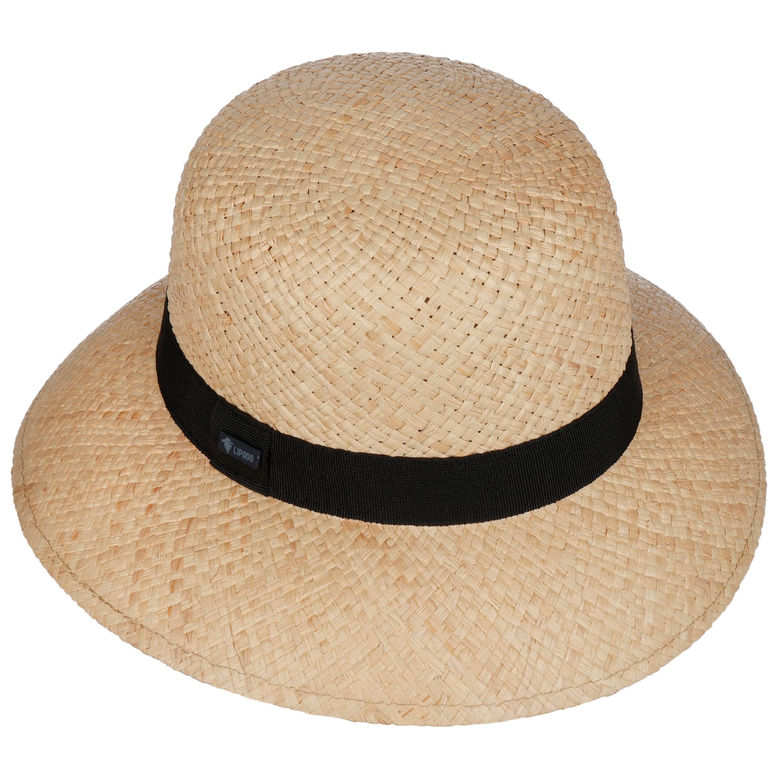 Lipodo Chapeau en Paille Farmer Homme - Made in Italy de Soleil d'été Plage avec Bandeau Cuir Printemps-été, nature, 56-57