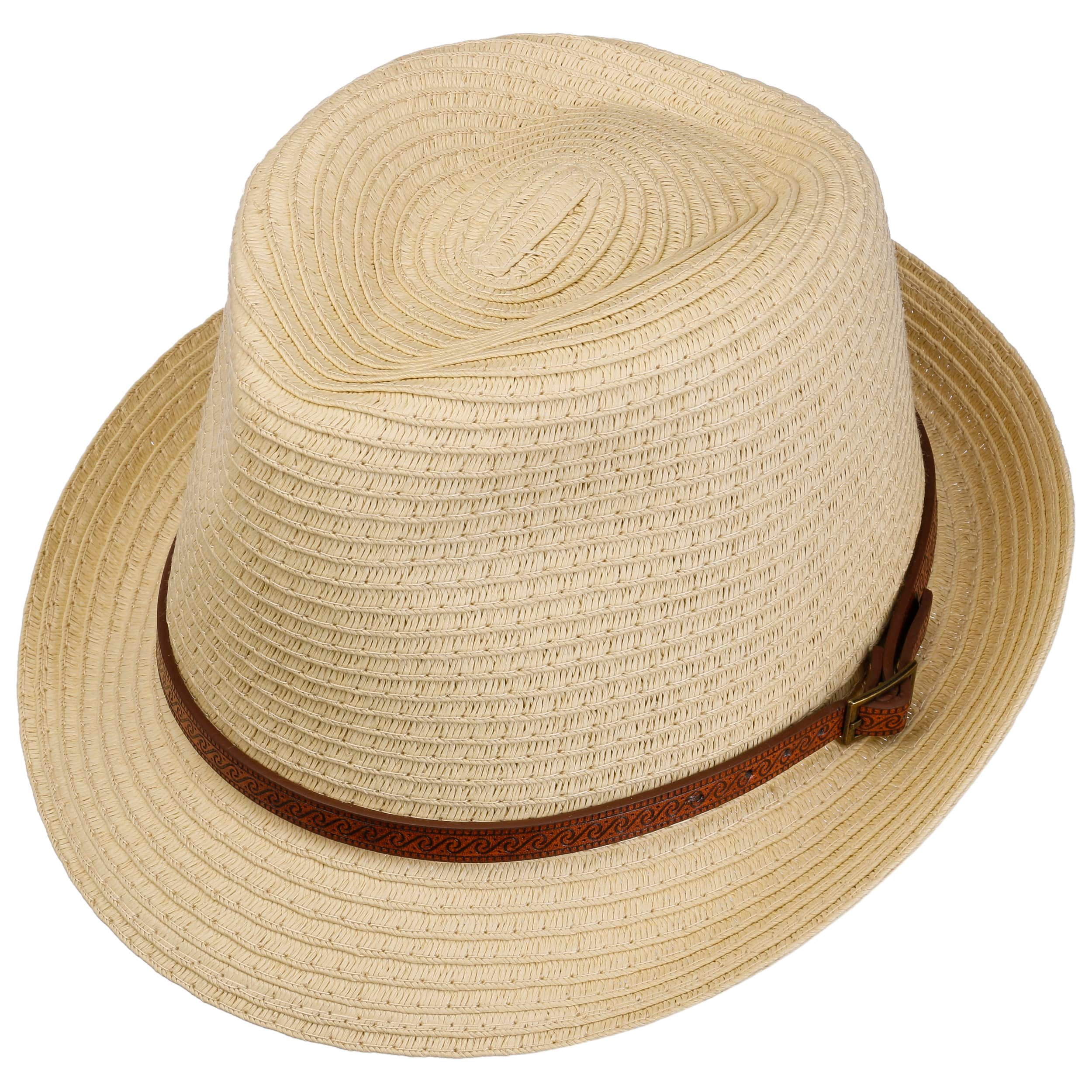 Chapeau En Paille Trilby Lipodo - Pour Femme Et Homme - Bande Simili Cuir, été Printemps