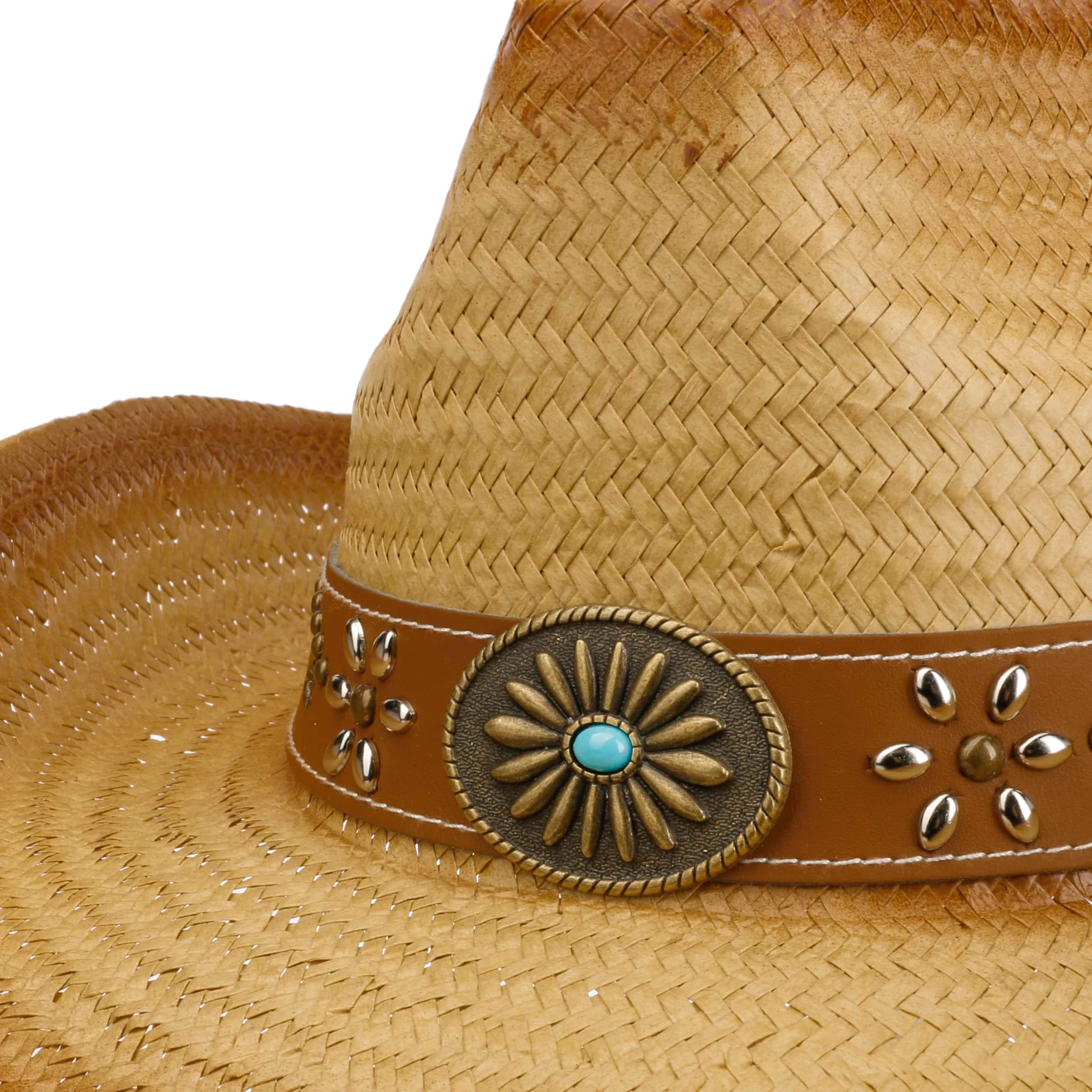 Chapeau De Cowboy En Paille Panama - Taille Unique, Bande Occidentale, Unisexe - NEUF Avec étiquettes