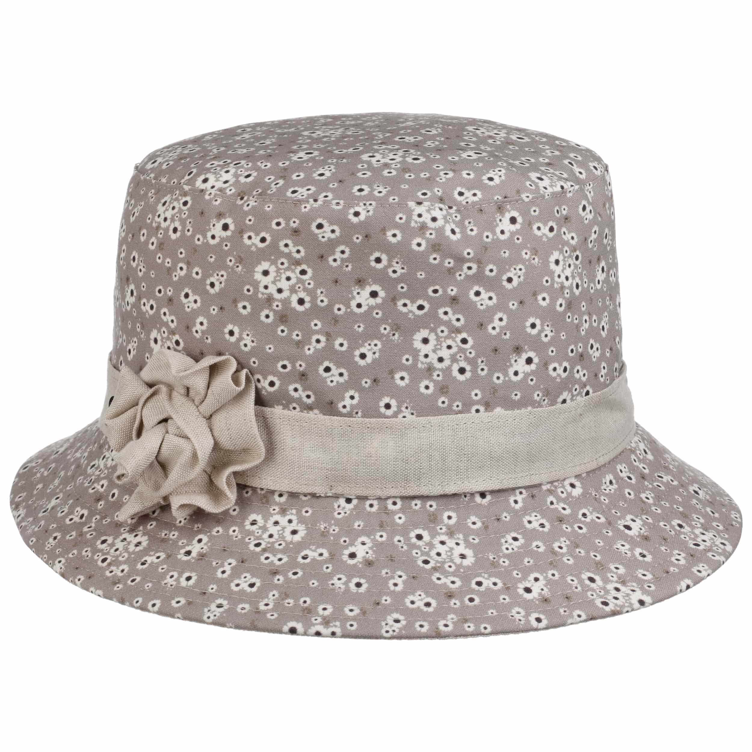 Chapeau Seau En Tissu éponge, Broderie Fleurs Blanches, Une Taille Unisexe