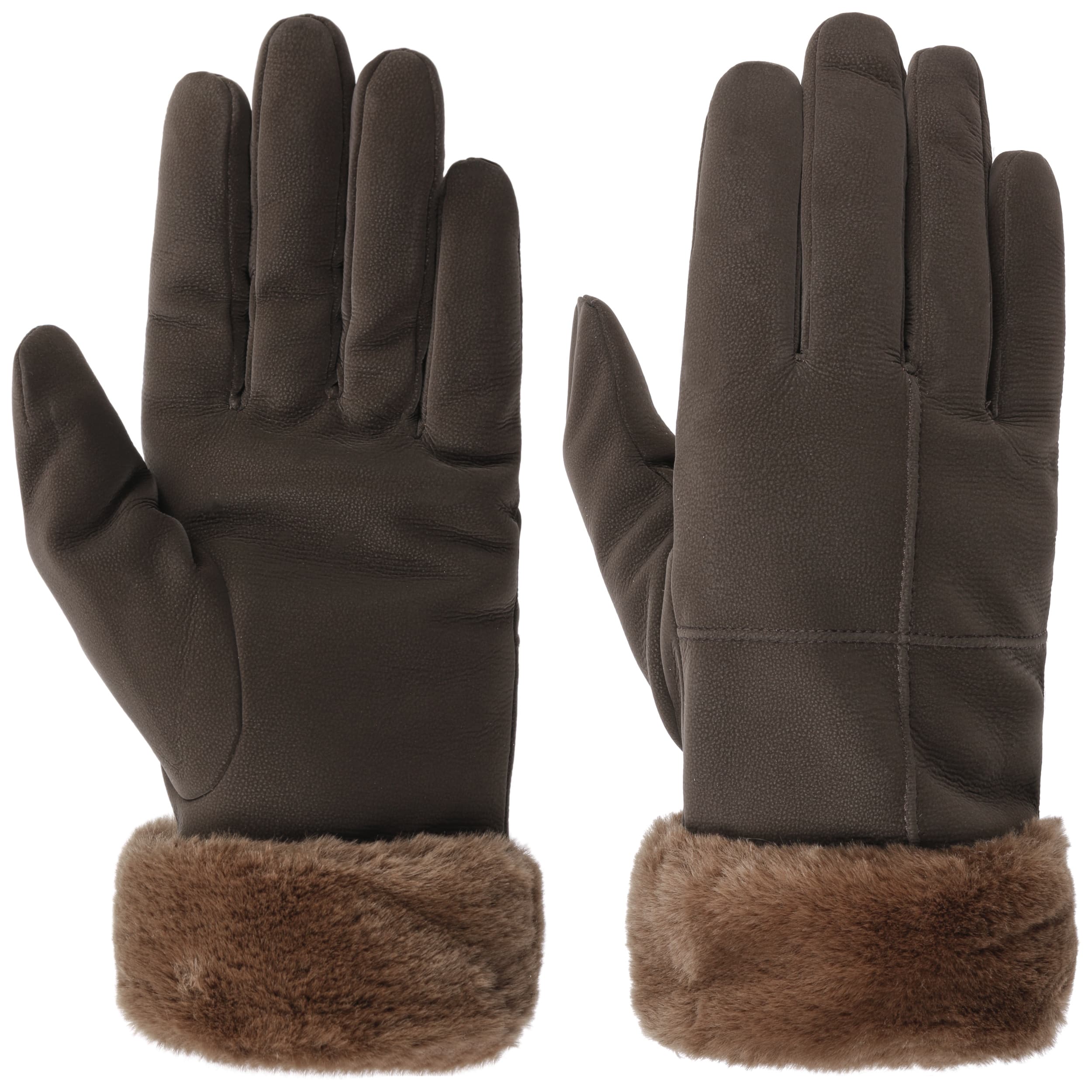 Faux fur cuff leather gloves discount
