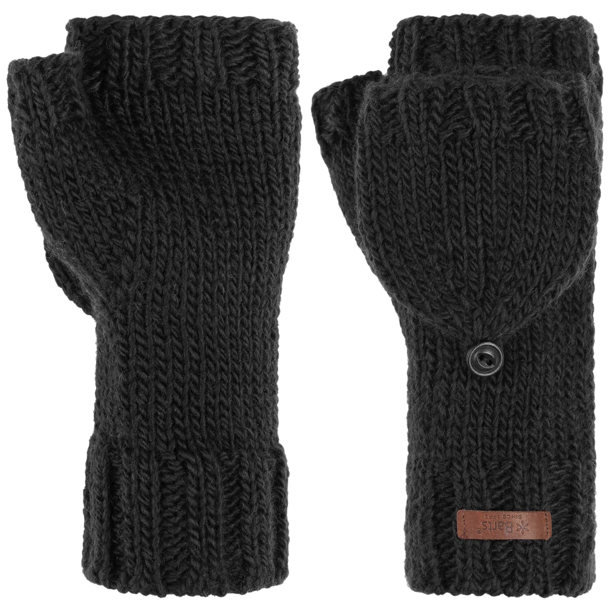 Gants sans doigts en tricot Palmer avec fourrure de lapin en gris