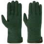 Gants en Laine Foulée avec Cuir by Roeckl vert foncé
