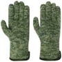 Gants en Laine Foulée avec Cuir by Roeckl vert-moucheté