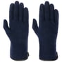 Gants en Laine Foulée avec Cuir by Roeckl bleu