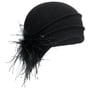 Bonnet en Laine Foulée avec Plumes by bedacht noir