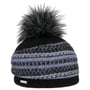 Bonnet en Laine Foulée Faux Fur Pom by Seeberger bleu foncé