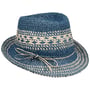 Chapeau en Paille Twotone Trilby by Loevenich bleu foncé