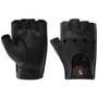 Gants sans Doigts en Cuir Calviro by Caridei noir